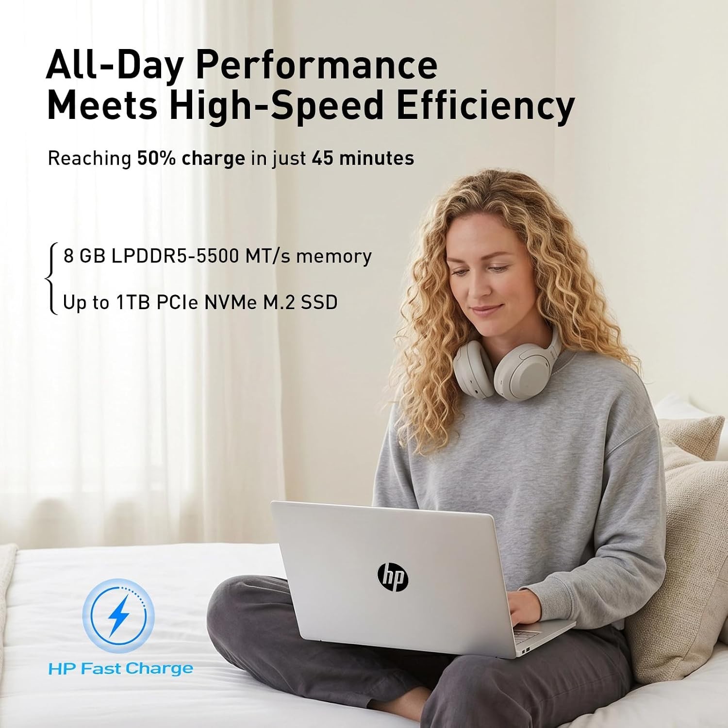 HP OmniBook 3 16″ 2K Touchscreen Laptop AMD Ryzen 5 40 8GB RAM 1TB SSD