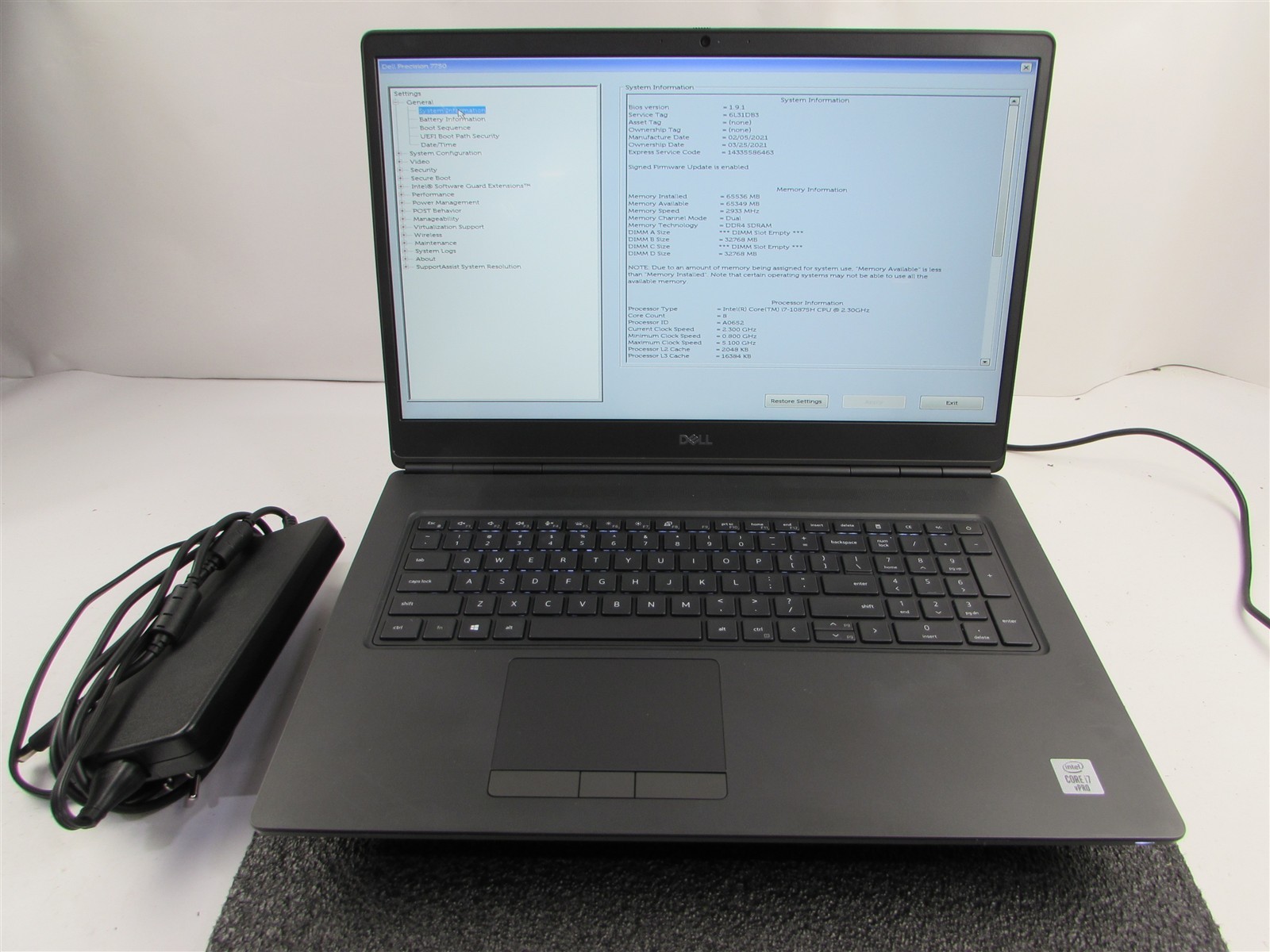 DELL PRECISION 7750 FHD CORE I7-10875H 512GB SSD 64GB RAM NVIDIA RTX 4000 WIN 11