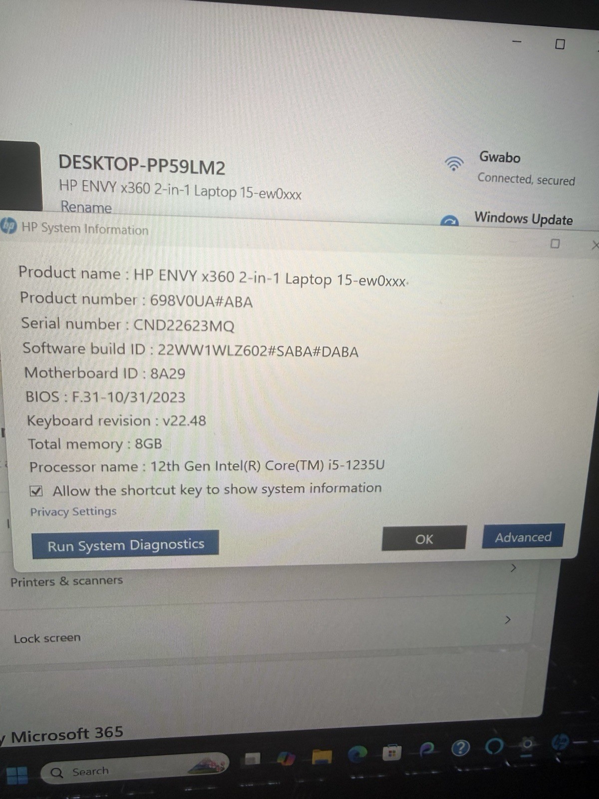 HP Envy x360 2in1 laptop