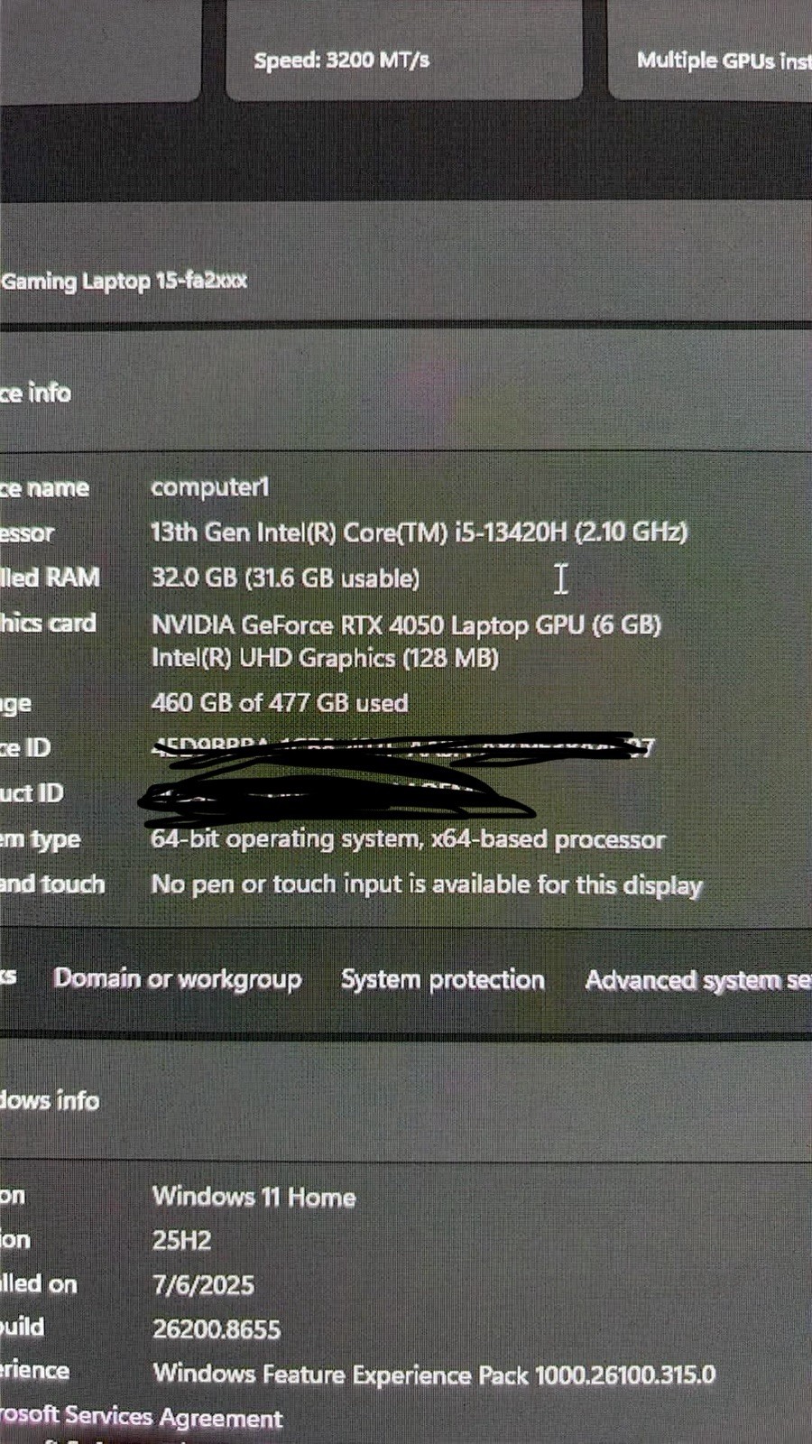 HP Victus 15 Gaming Laptop. 32gb ram, i5-13th gen, rtx 4050