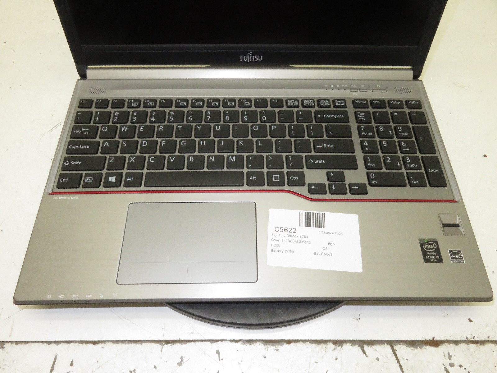 Fujitsu LifeBook E754 Laptop Intel Core i5-4300M 8GB Ram No HDD or Battery
