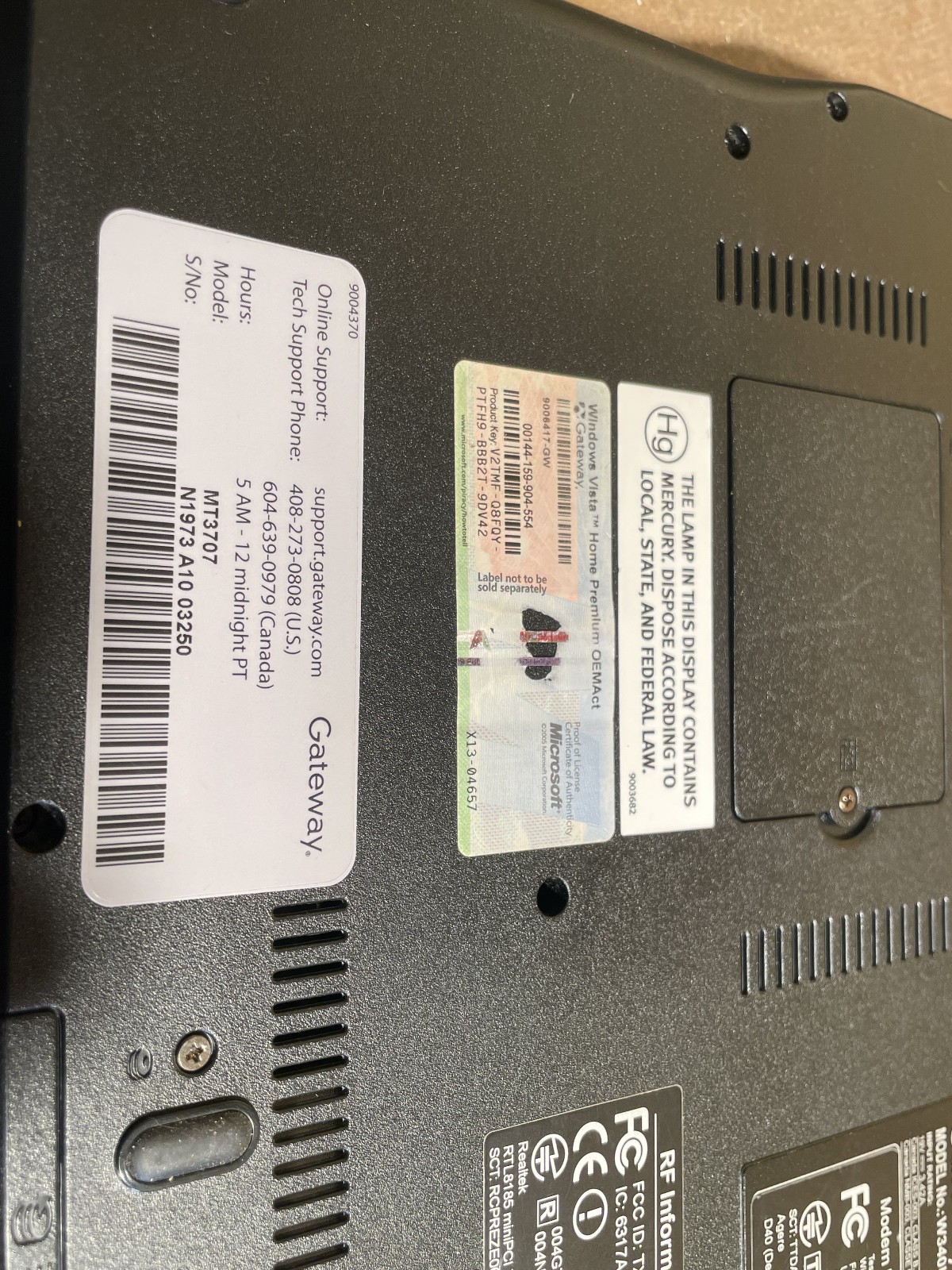 Gateway Laptop Mt3707 Windows XP 149GB HDD DVD Drive Tested & Working w/ Charger