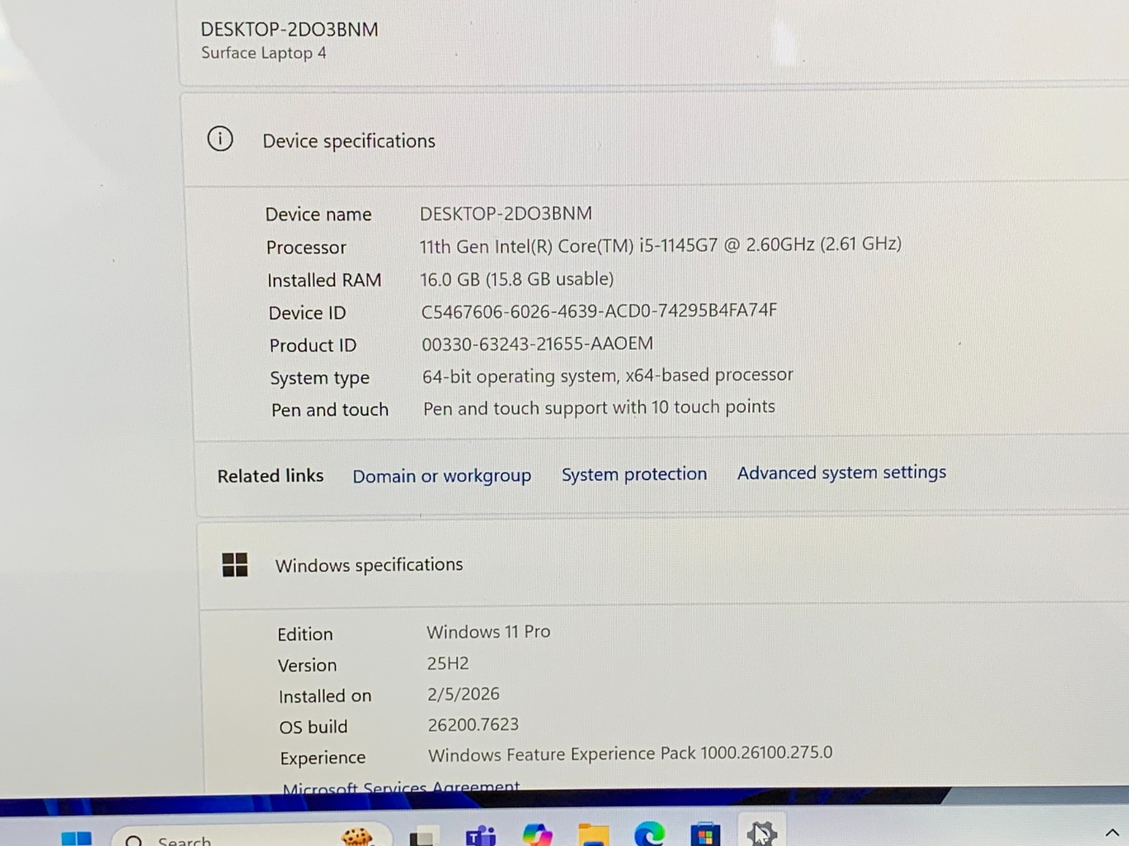 Microsoft Surface Laptop 4 i5-1145G7 2.6GHz 16GB 128GB NVMe W11P Mod. 1951 Read