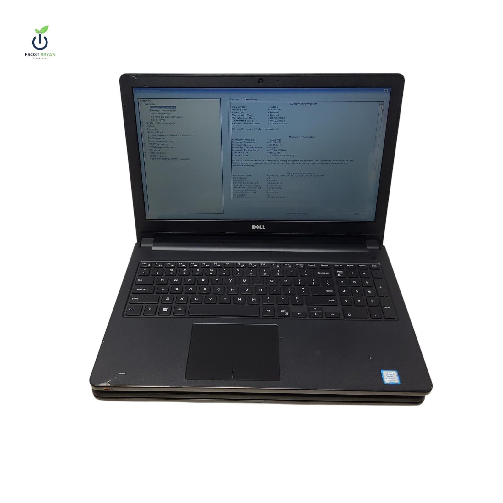 Lot of 2 Dell Inspiron 5566 3567 Laptops i5-7200U 8GB 128/256GB Grade C [READ]