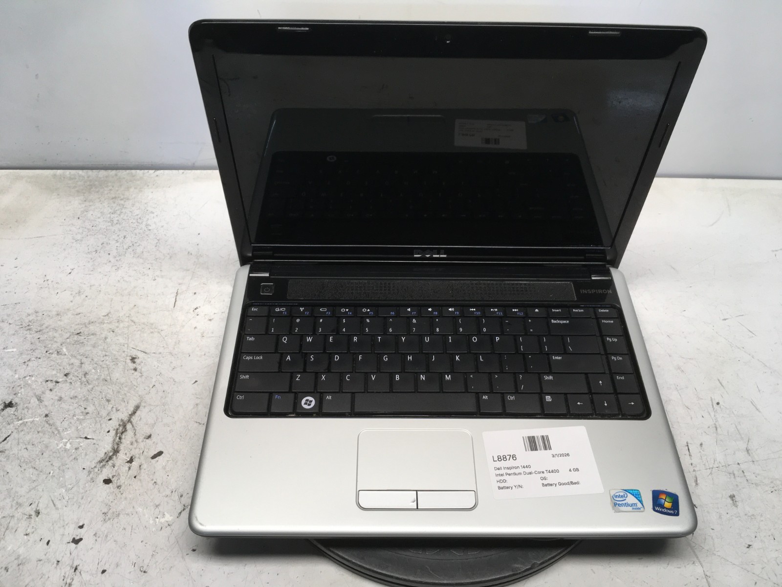 Dell Inspiron 1440 Intel Pentium Dual-Core T4400 2.2GHz 4 GB NO HDD