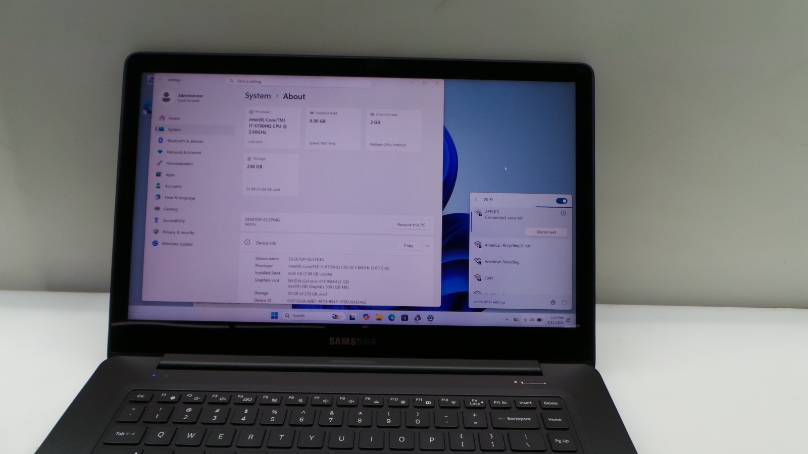 Samsung Notebook NP940Z5L | 15.6″ | i7-6700HQ | 8GB 256GB SSD | Touchscreen