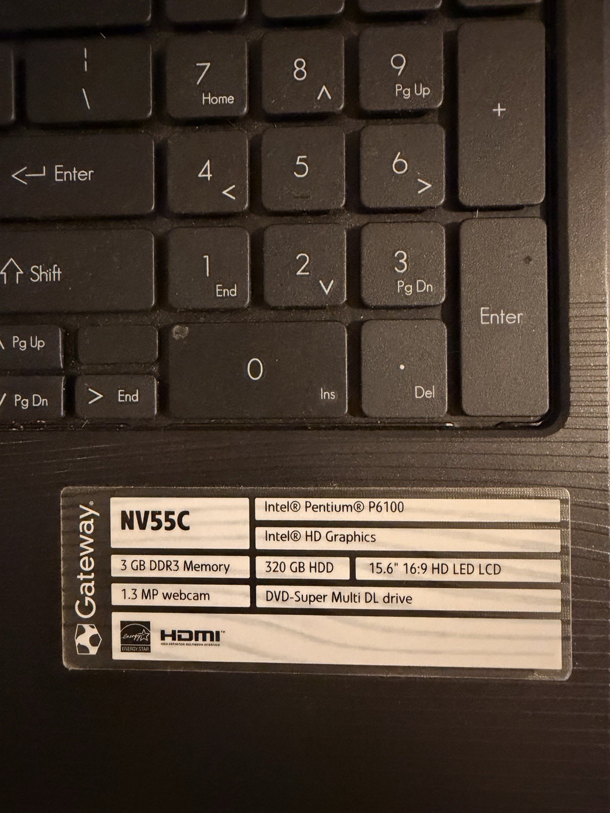 Gateway NV55C Laptop Intel Pentium P6100 3GB RAM 320GB HDD 15.6″ HDMI Webcam DVD