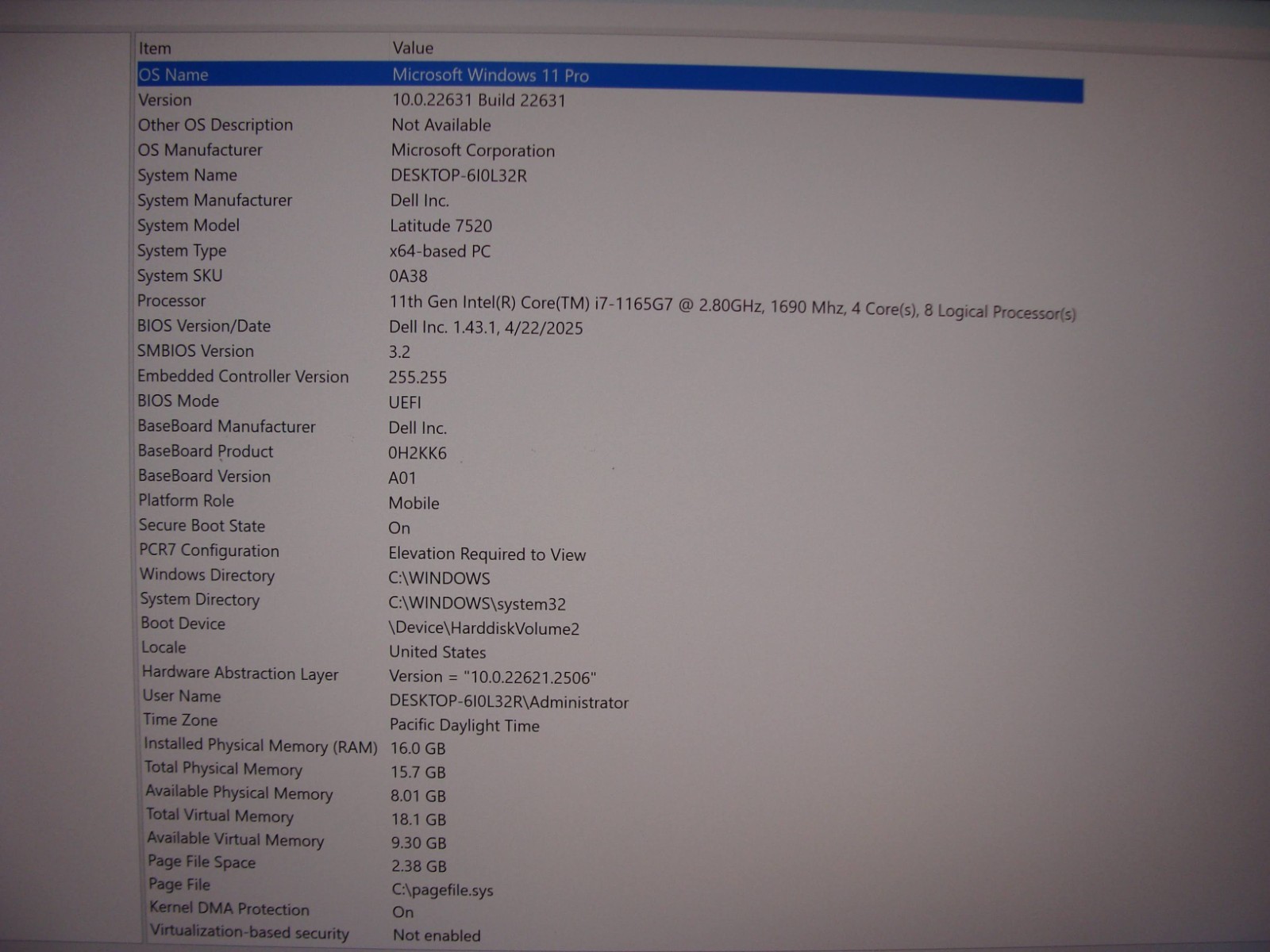 Dell Latitude 7520 15.6″UHD i7-1165G7 2.8GHz 16GB 512GB SSD +PowAd WRTY-10/2026