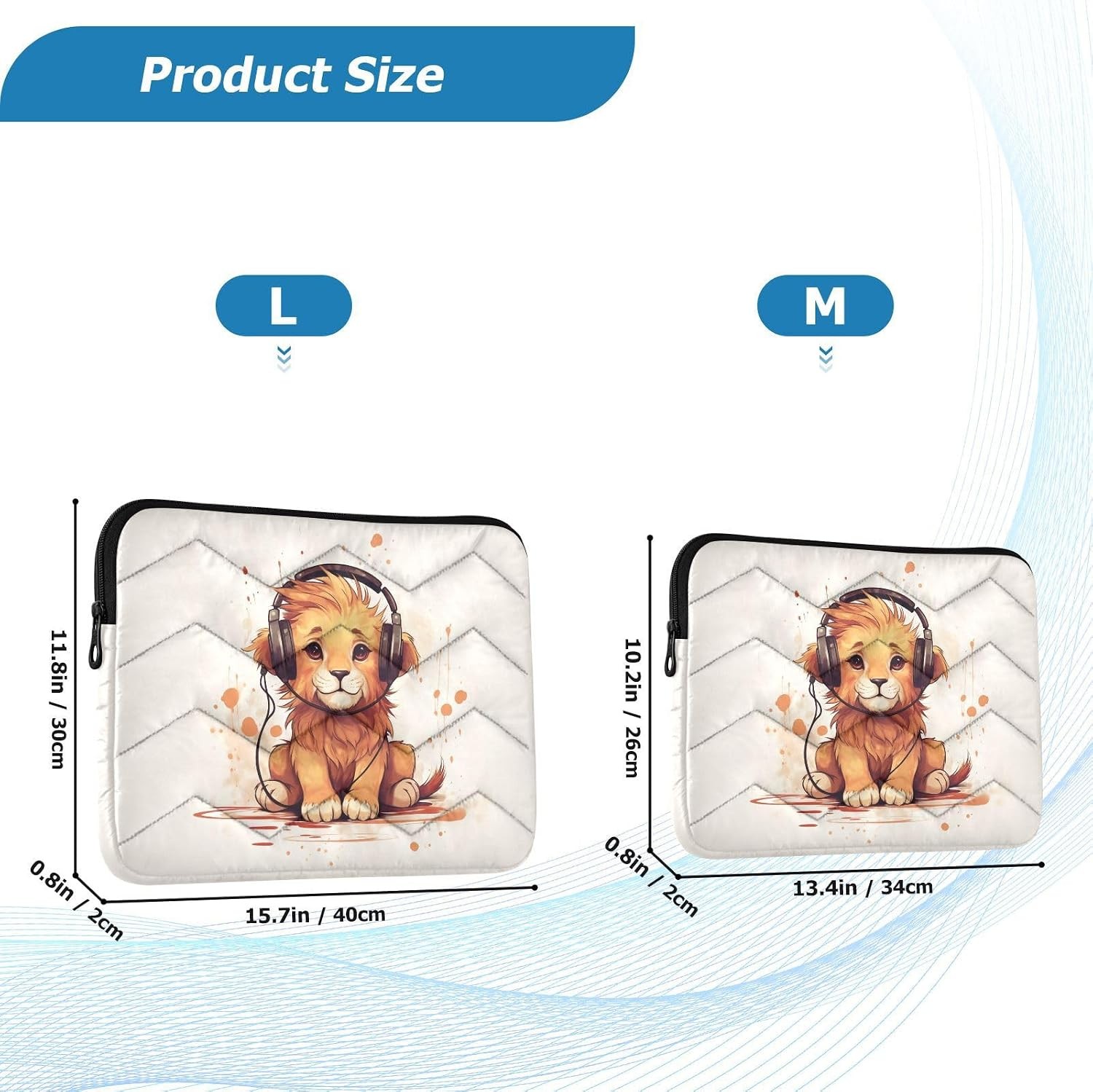 Cartoon Lion Laptop Sleeve Bag for 15.6 16 Inch Notebook/Laptop/Tablet Computer