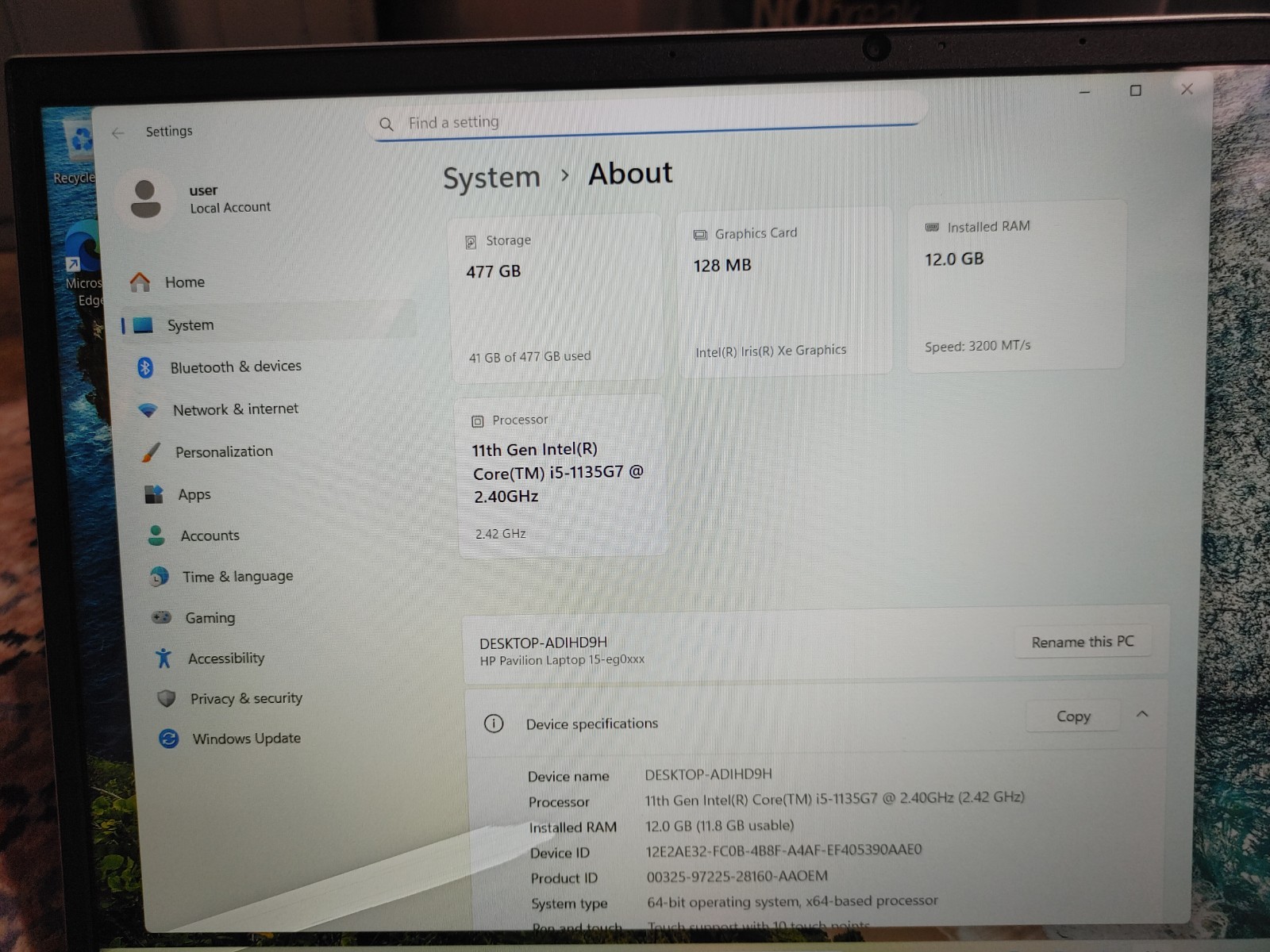 HP Pavilion 15-eg 15.6″ Touch Laptop i5-1135G7, 12GB RAM, 512GB SSD, Win 11
