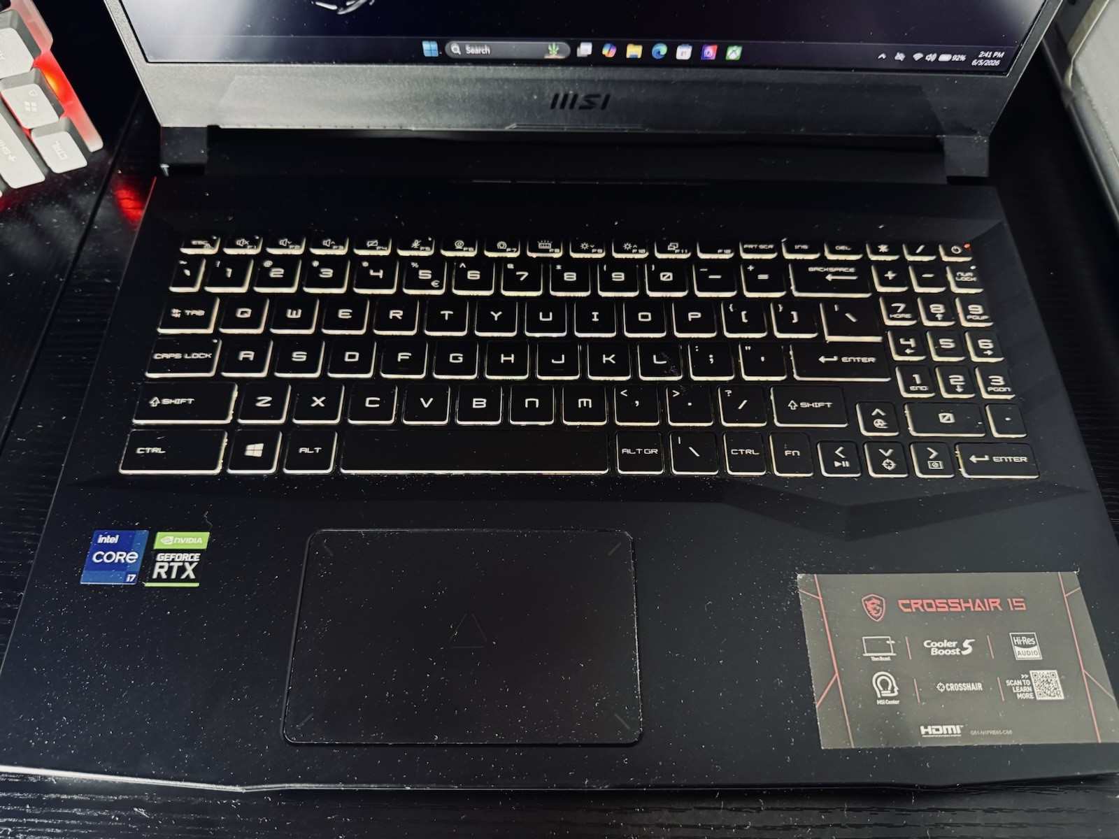 MSI CROSSHAIR 8-CORE RX3060 GAMING LAPTOP i7 11TH GEN.16GB RAM/1TB SSD.NICE👍