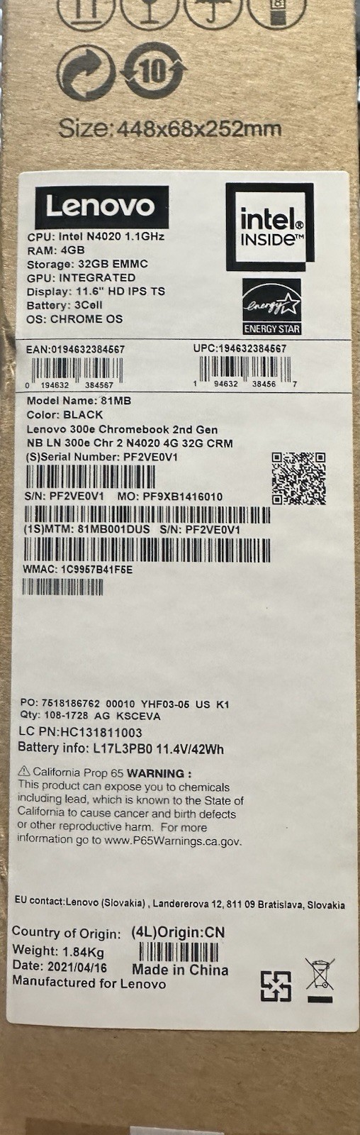 Lenovo 300e Chromebook Gen 2 Touch Screen