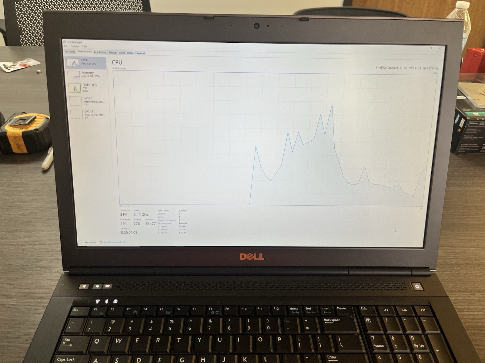 Dell Precision M6800 i7 8GB 256GB SSD Hybrid Graphics 17″ Win 10 Pro Gray