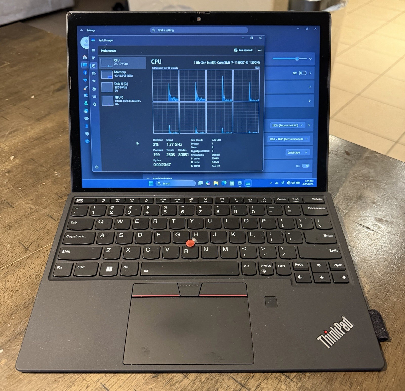 LENOVO THINKPAD X12 DETACHABLE GEN 1 FHD+ I7-1180G7 16GB RAM 512GB 12.3 TOUCH