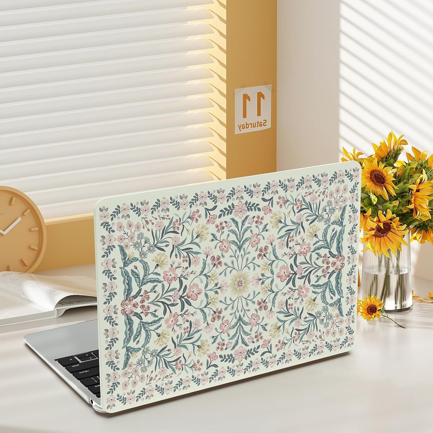 MacBook Air 13 inch Case, 2022, 2021-2018, Release A2337 M1 A2179 A1932, Pink Fl