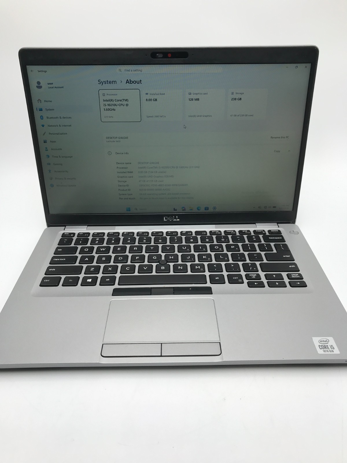 Dell Latitude 5410(P98G) 14″|i5-10210U|8GB RAM 256GB SSD|W11P(L-12)