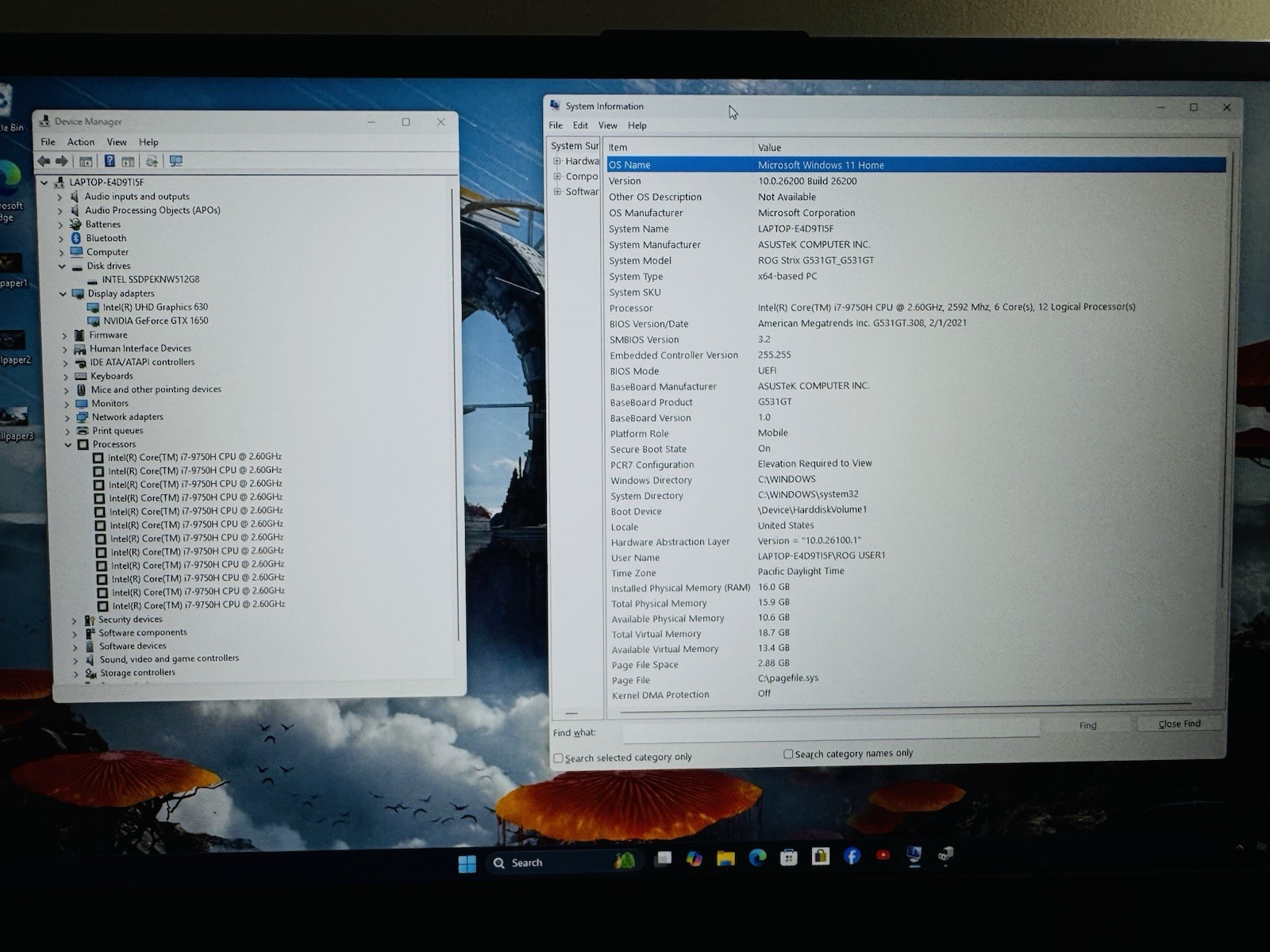 ASUS ROG STRIX 15.6″ GAMING LAPTOP 6-CORE i7 9TH GEN 16GB RAM/500 SSD. VERY NICE