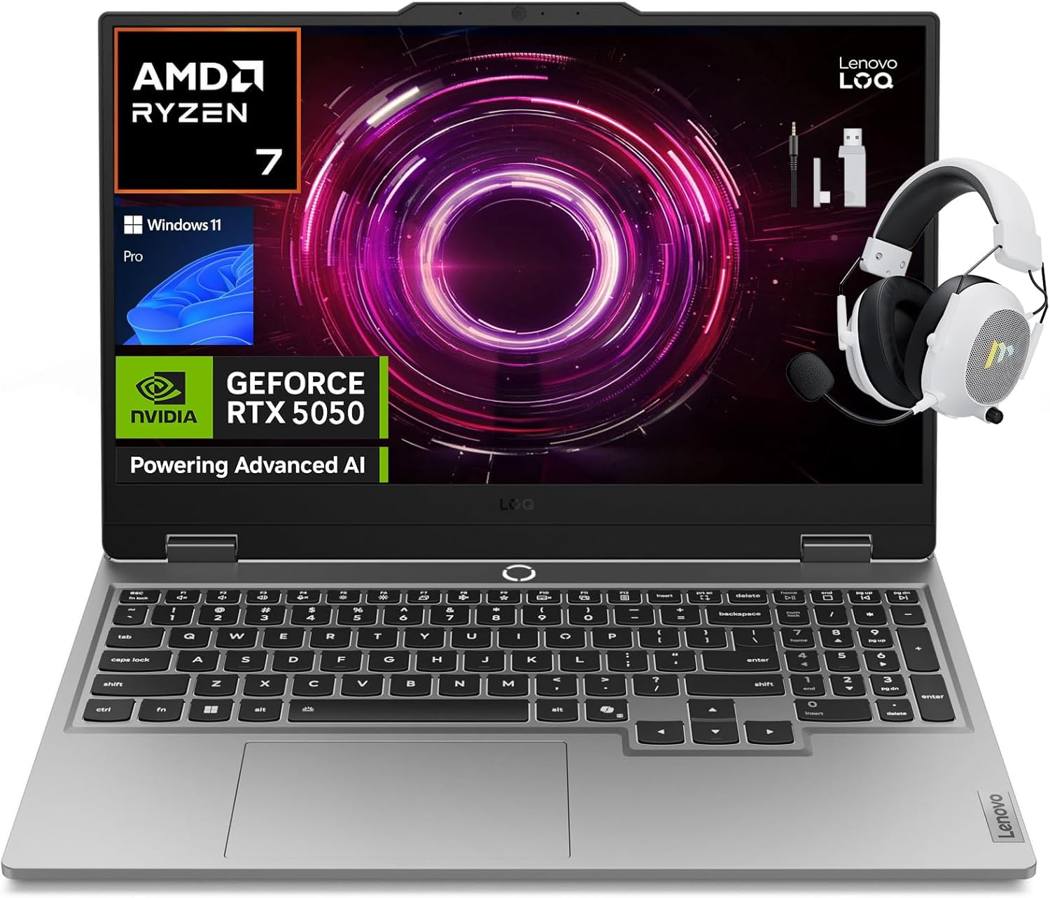 LOQ 15.6″ FHD 144Hz Gaming Laptop Ryzen 7 250 RTX 5050 16GB 512GB SSD Win11 Pro