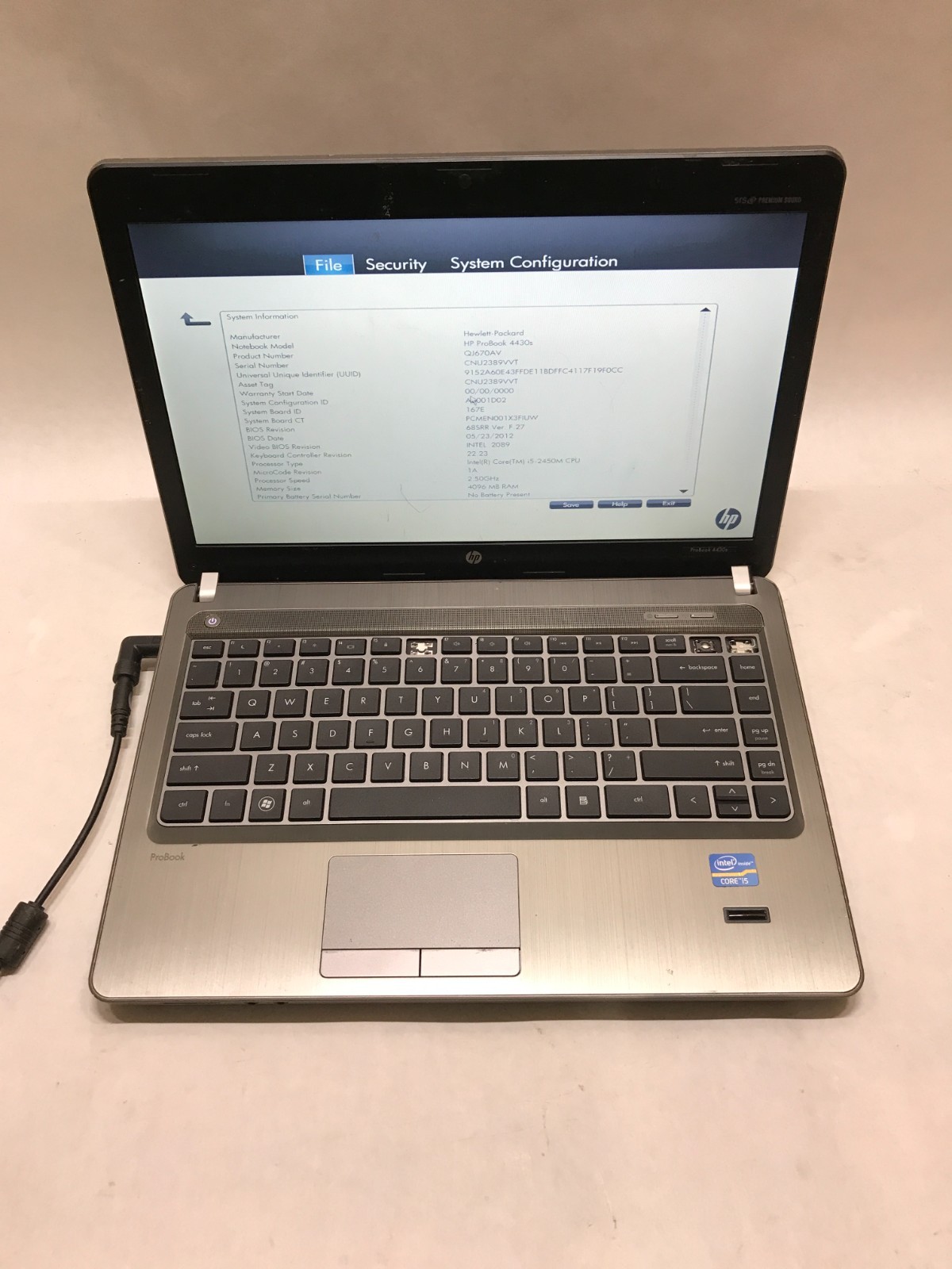 HP ProBook 4430s 14″ Intel Core i5 4GB RAM NO HDD/OS For Parts Missing Keys – DW