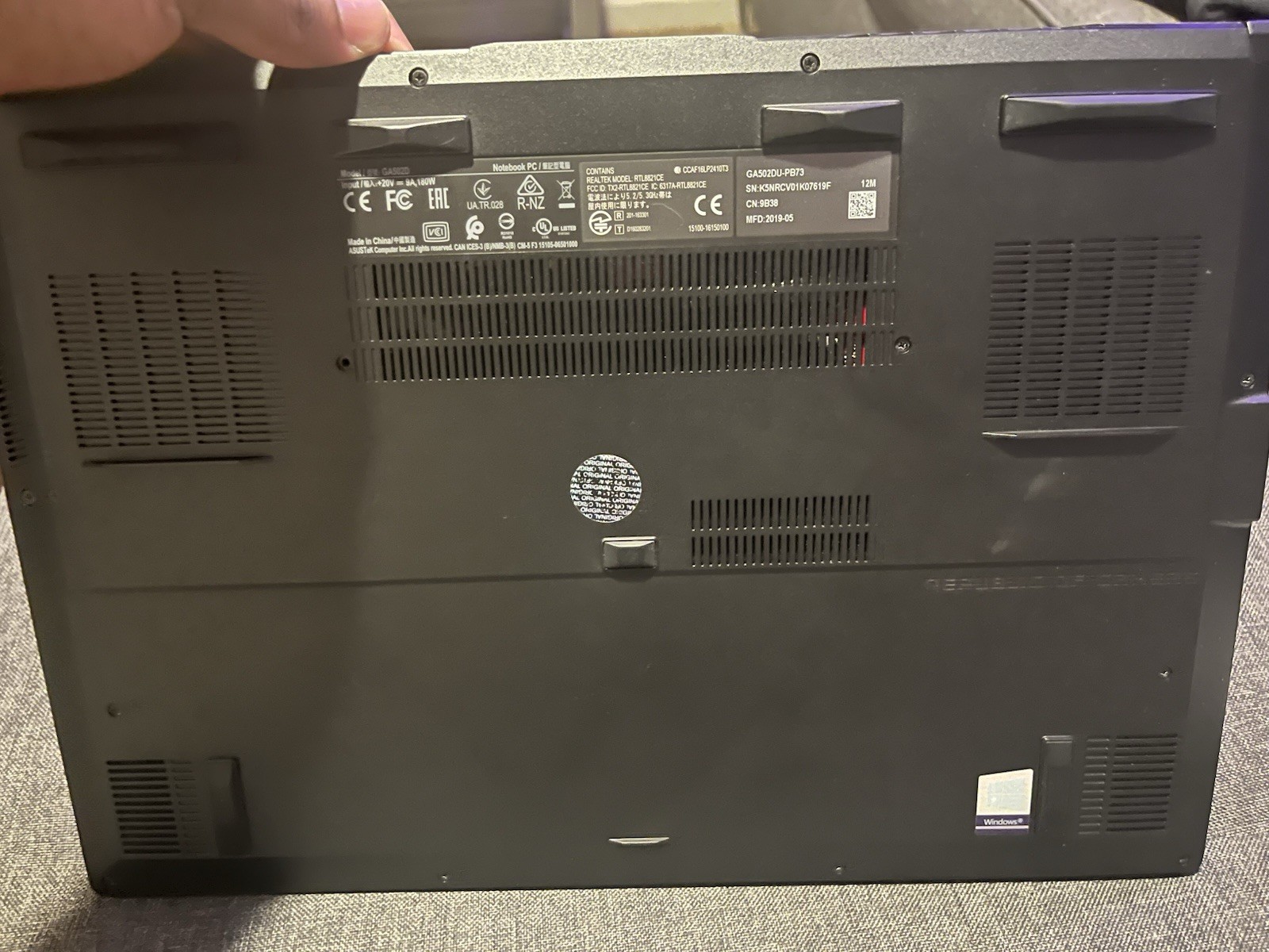 Asus ROG Zephyrus G GU502DU Ryzen 7 3750H 2.3GHz 16GB RAM 512 GB SSD GTX 1660 Ti