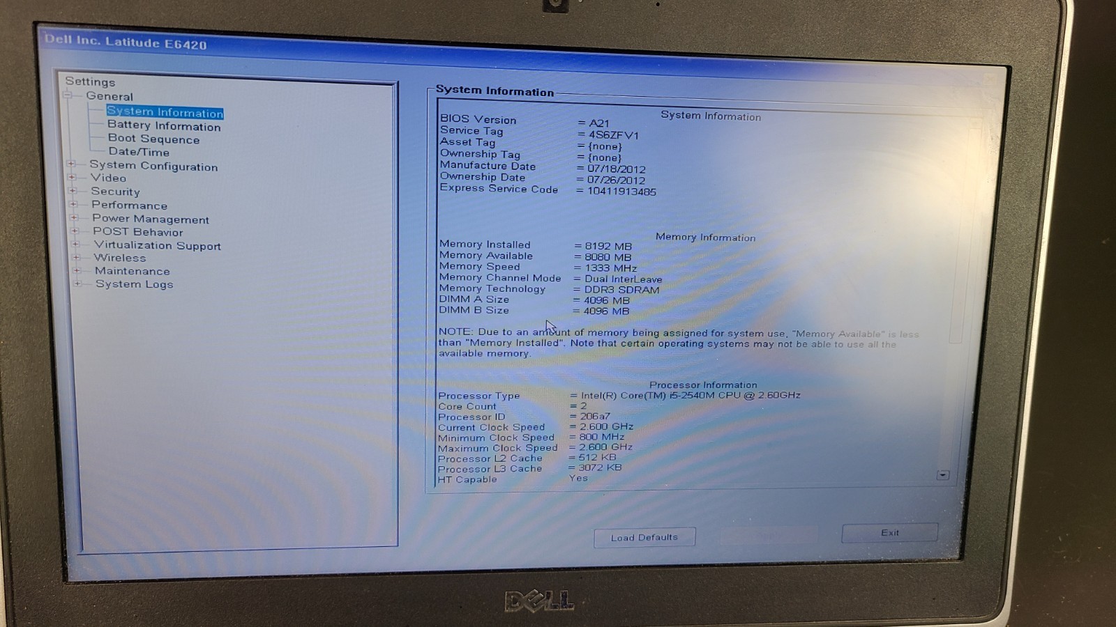 Dell Latitude E6420 i5 8GB RAM 500GB HDD Win 10 Pro PARTS Sticky Deck