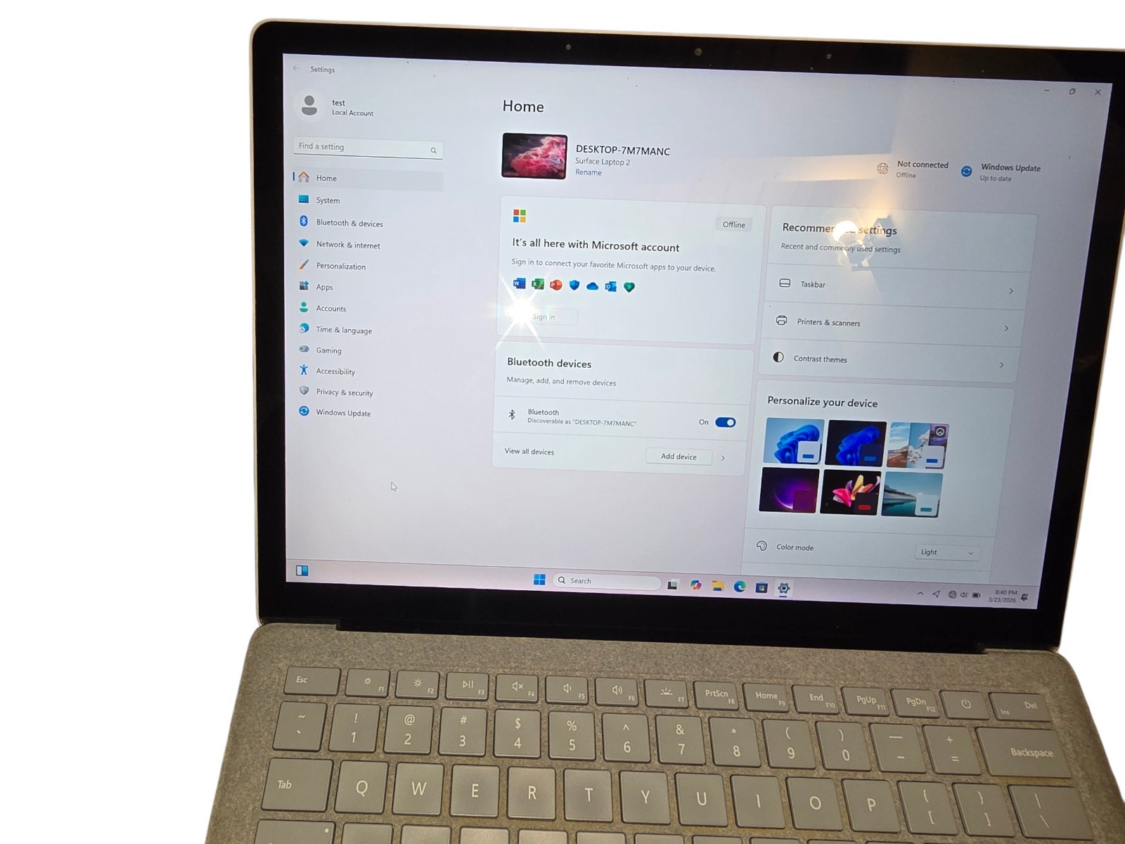 Microsoft Surface Laptop 2 13.5″ SLV i5 8250U 8GB RAM 128GB SSD Touch Chrg Win11