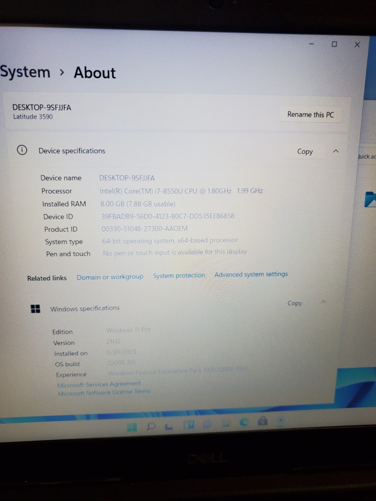 Dell Latitude 3590 i7-8550U 1.8GHz 8GB 256GB R7 M460 SCREEN PROBLEMS READ! #69