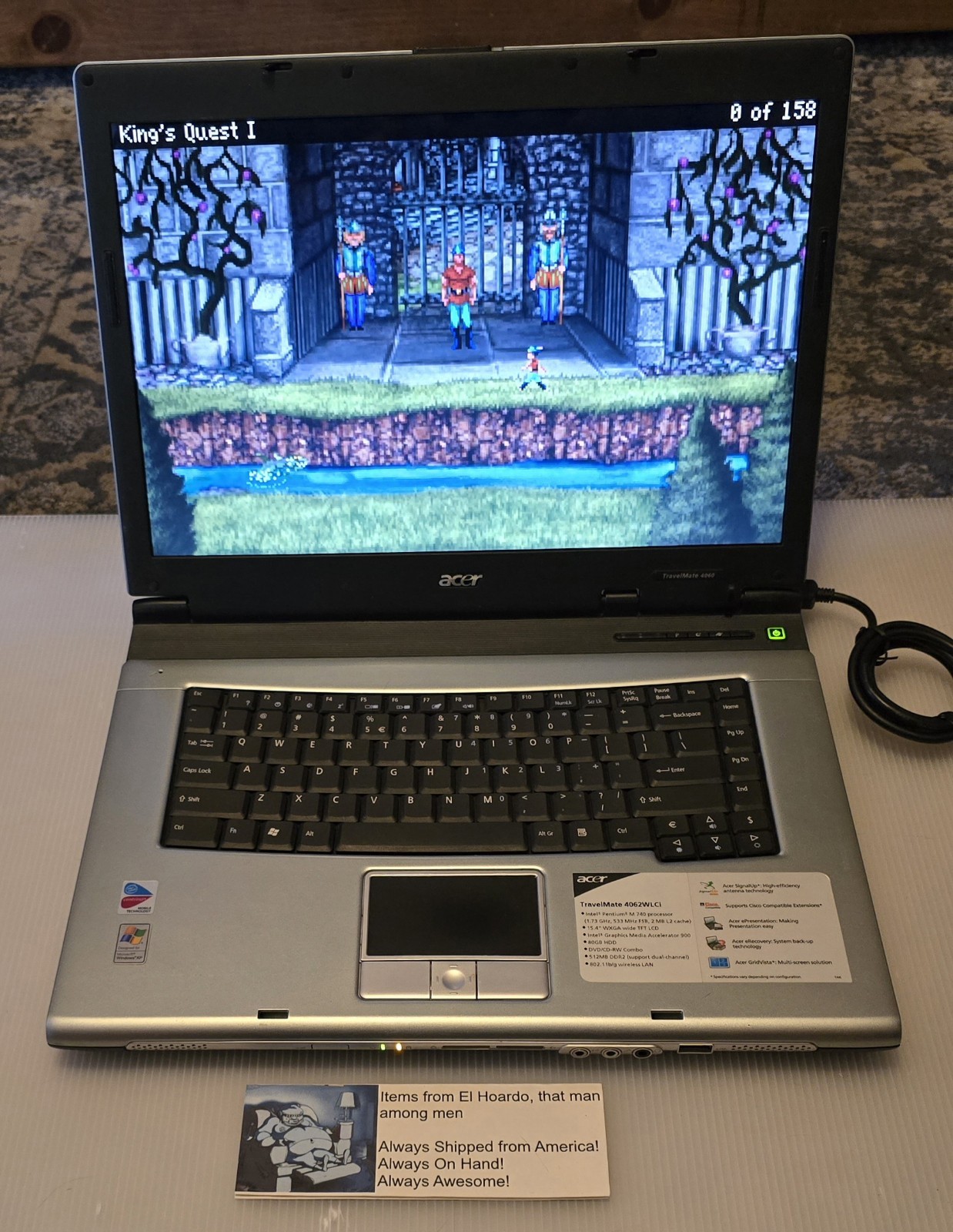Acer Travelmate 4062 WLCi Laptop 1GB Ram 80GB HDD 1.73 Ghz Pentium M Win XP DVD
