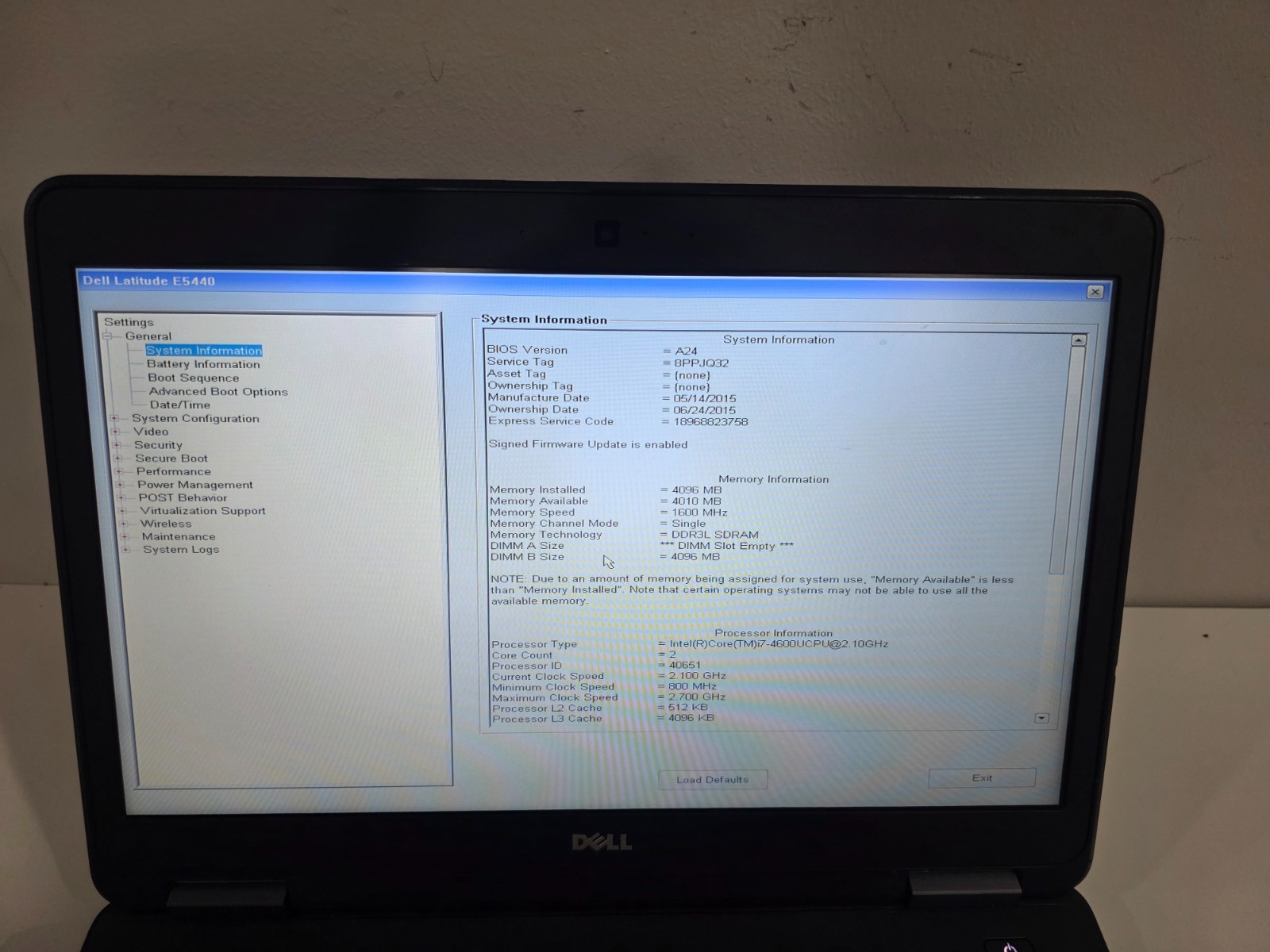 Dell Latitude E5440 Intel i7-4600U 4GB Webcam