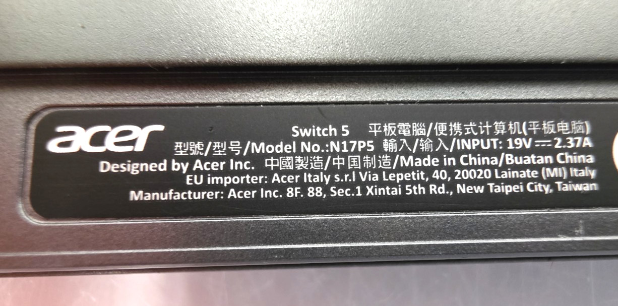 Acer Switch 5| Intel Core i3-7130U| 4GB RAM| 128GB SSD| Win 10 Pro| CS #2