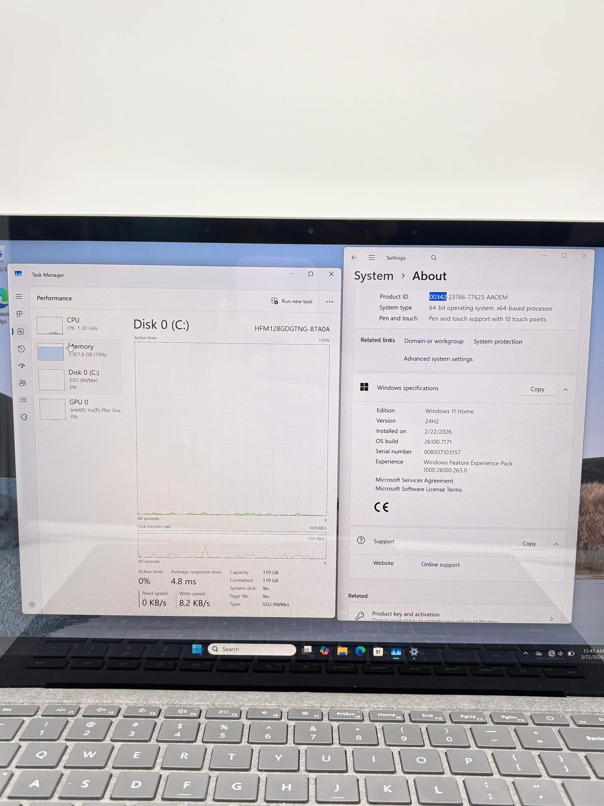 Microsoft Surface Laptop 3 14-inch Core i5 10th Gen 8GB 128GB -Read!