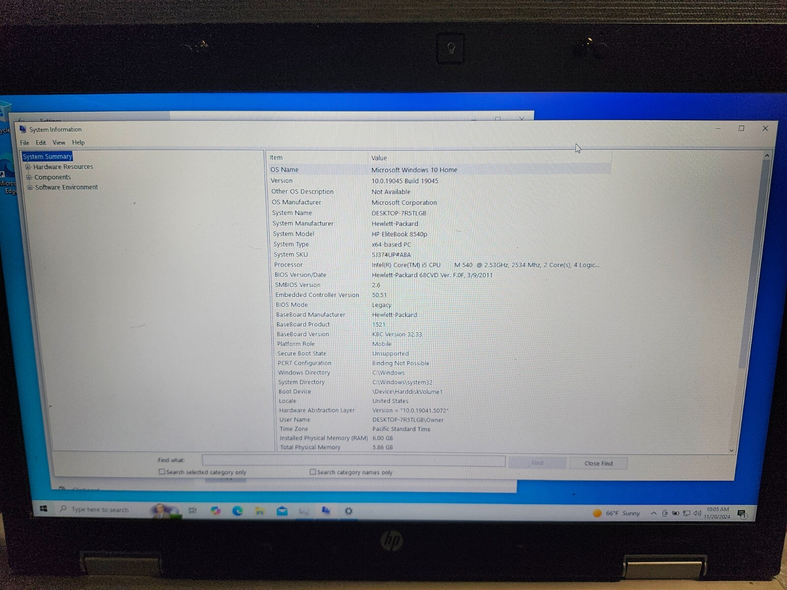 HP EliteBook 8540P 15.6″ Intel Core i5 M540 2.40GHz 6GB RAM 256GB SSD Win 10H