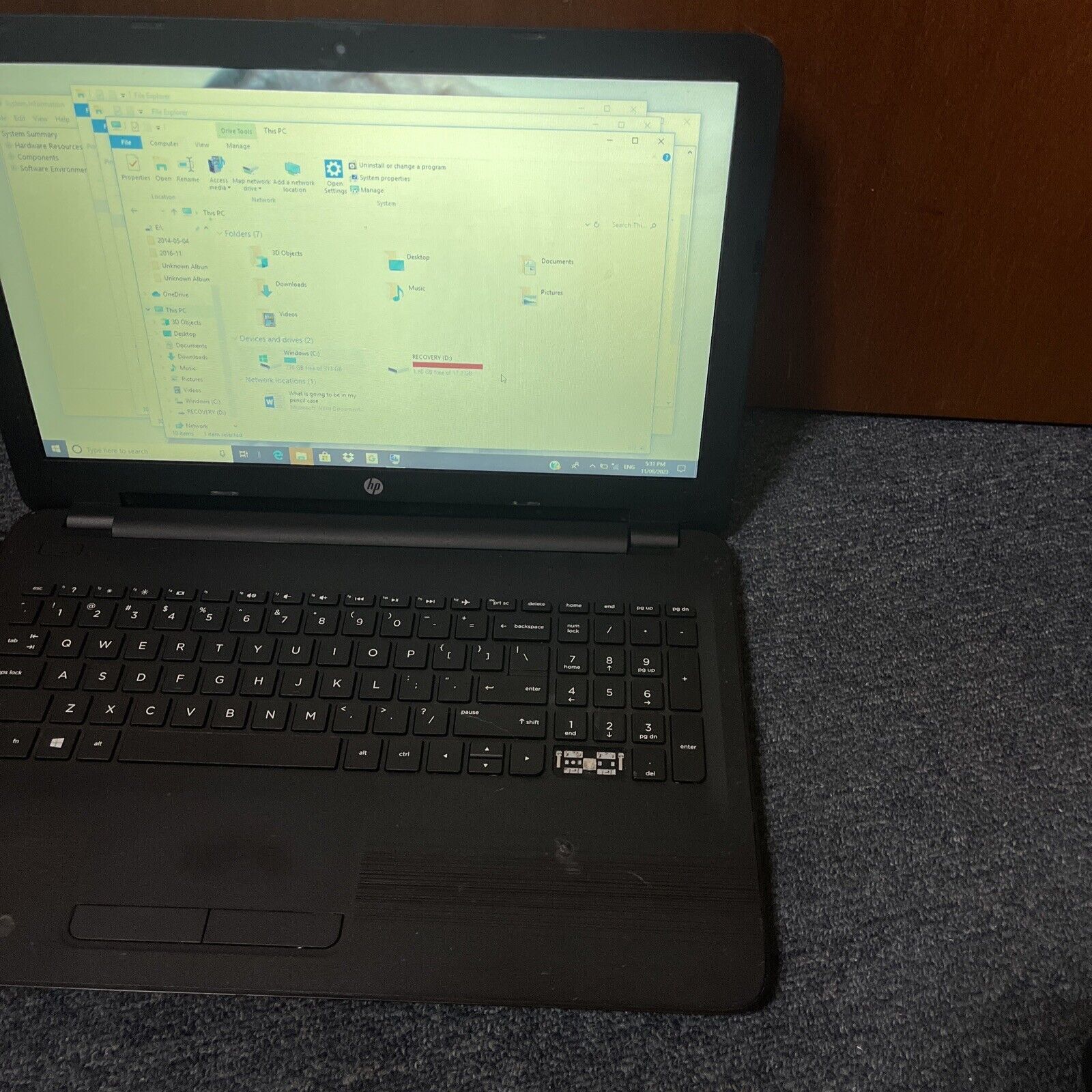 HP TPN-C125 i5-6200U 2.3Ghz 15.6″ 8gb RAM 1tb *Flat Battery & Key Missing*