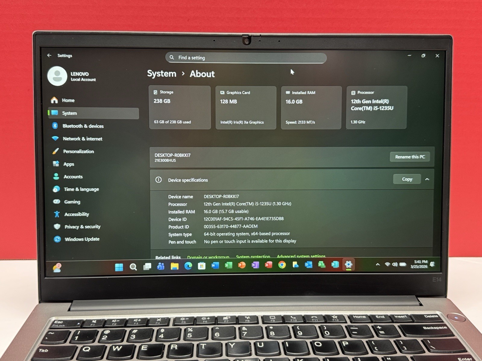 Lenovo ThinkPad E14 Gen 4 14-inch 12th i5-1235u 16GB RAM 256GB SSD Win 11 Pro