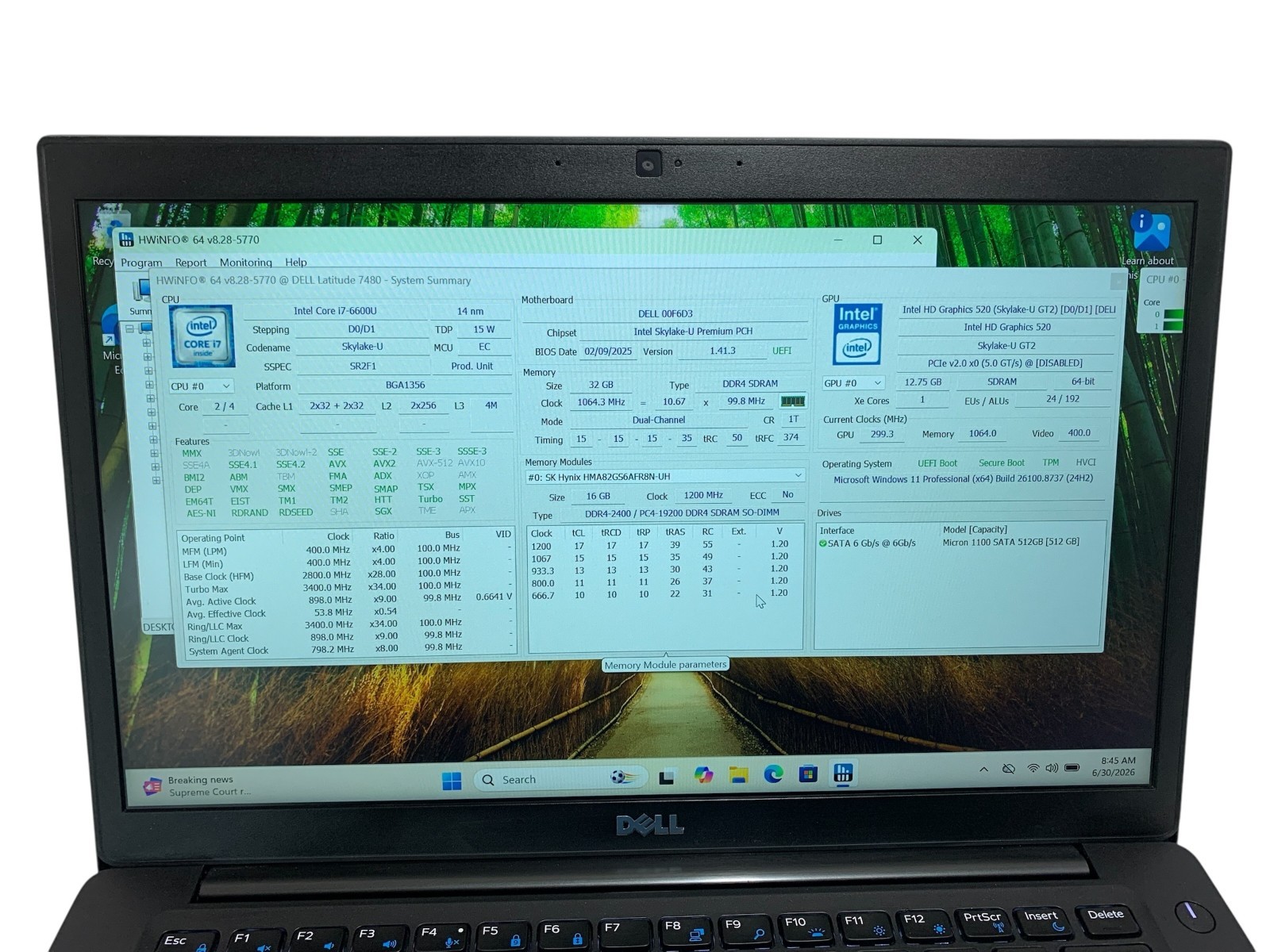 Dell Latitude 7480 Core i7-6600u 2.60GHz 512GB SSD 32GB RAM Win11 Pro Laptop