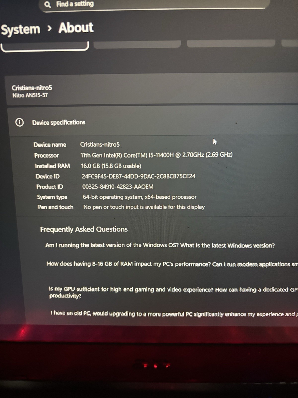 Acer Nitro 5 Gaming Laptop