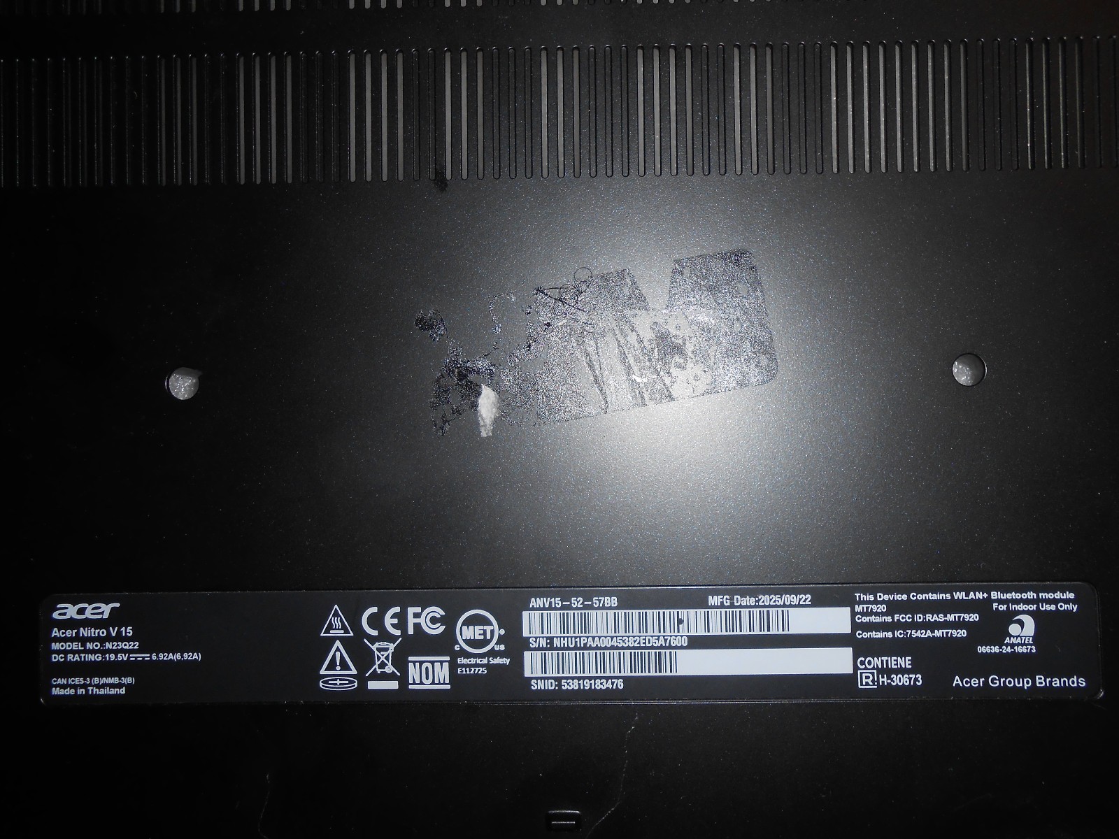 Acer Nitro V 15 ANV15-52 GAMING – i5-13420H CPU✔RTX 5050 – 55839 Salvage