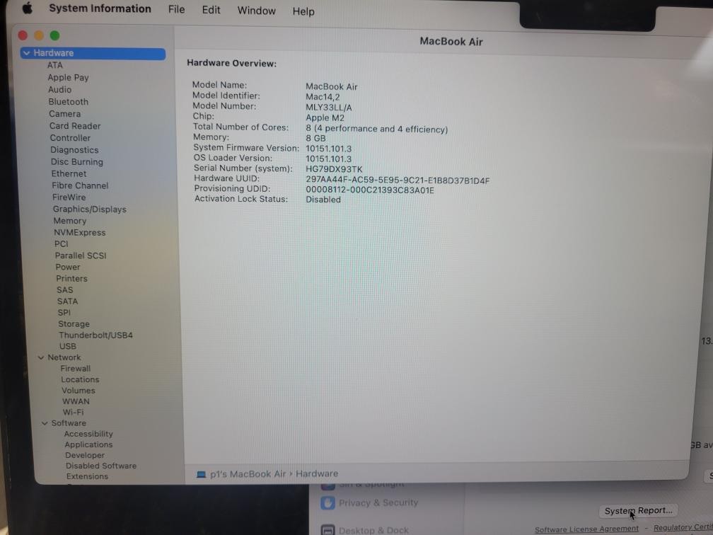 APPLE MACBOOK AIR A2681 (P04023177)