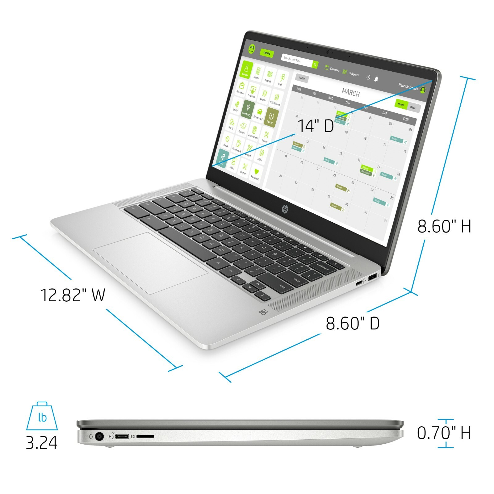 HP 14″ Chromebook Bundle – Intel Celeron – 1080p – Bonus Sleeve & Wireless Mouse