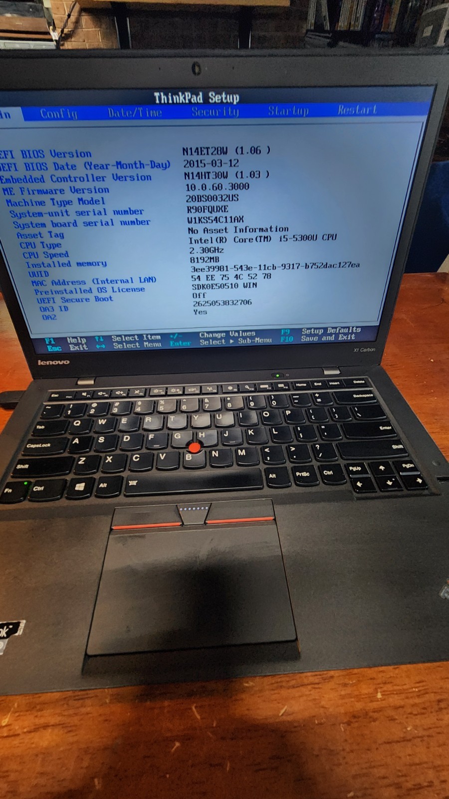 Lenovo ThinkPad X1 Carbon, 3rd Gen, i5-5300U @ 2.30GHz, 8GB RAM- Fyde OS