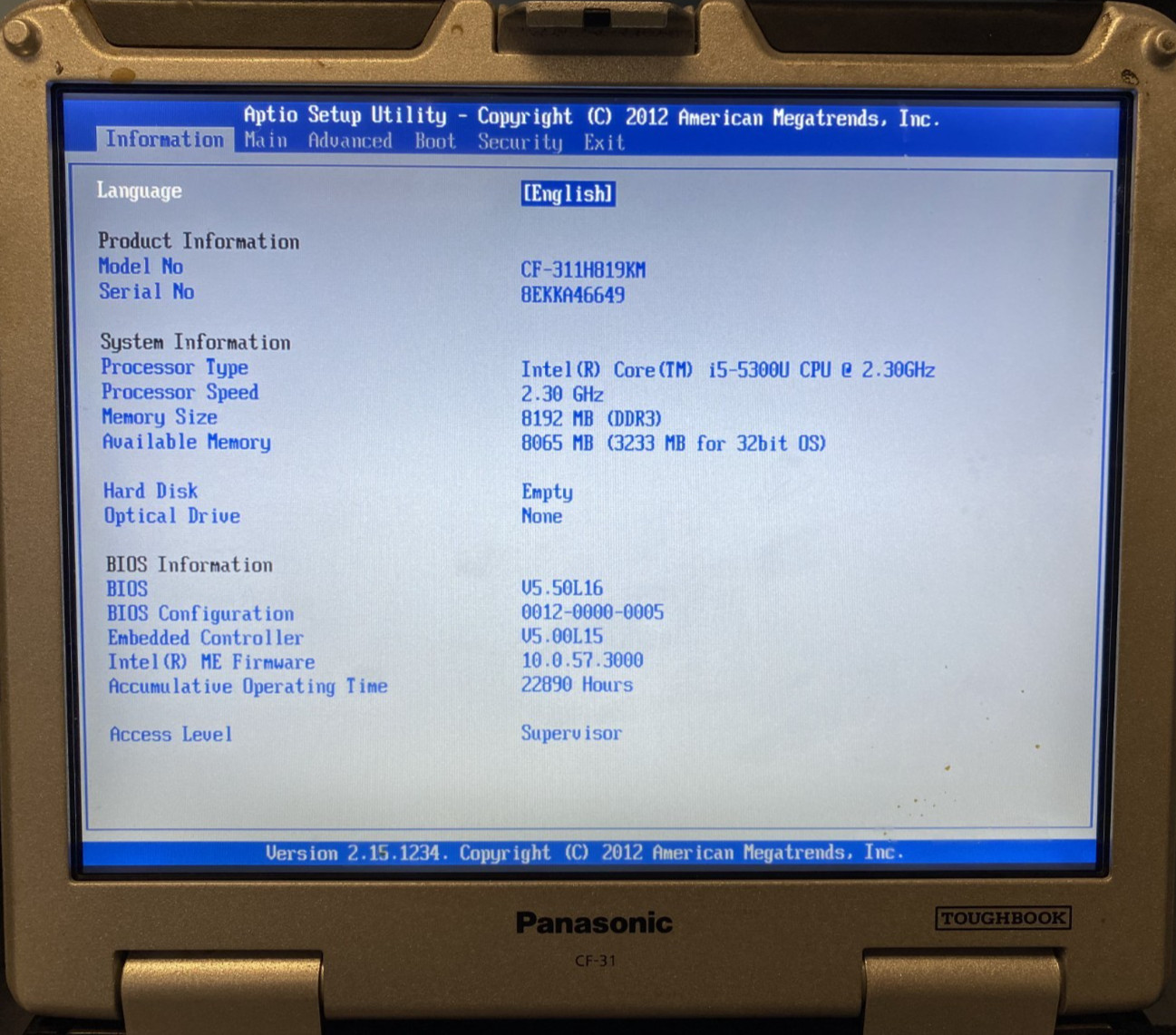 Panasonic Toughbook CF-31 Rugged i5-5300U 8GB RAM No HDD Lot of 6