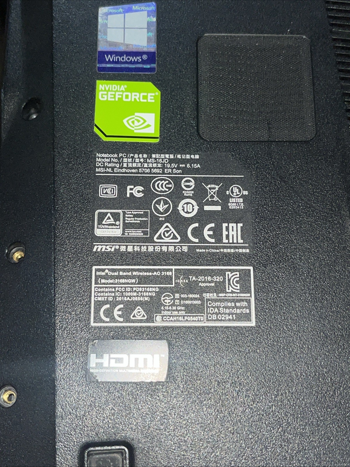 MSI MJ-16JD INTEL CORE I5 7TH GEN 8GB RAM NO HD