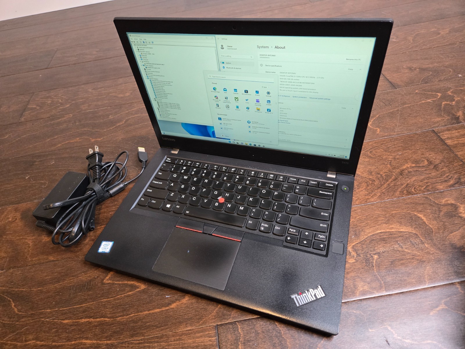 Lenovo ThinkPad T470 Laptop Core i5 7200U 2.5GHz 8GB RAM 256GB nVme W11P Charger