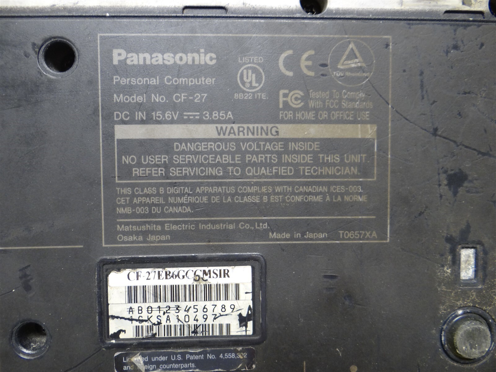 Heavily Used Panasonic Toughbook CF-27 Computer Only
