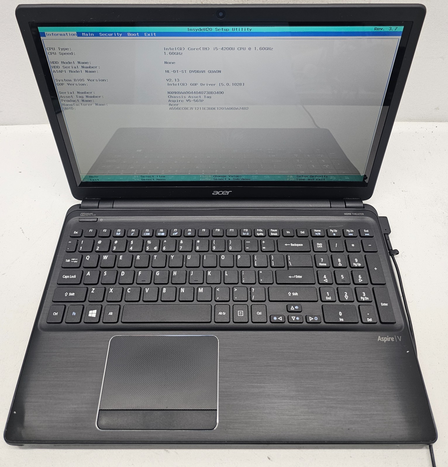 Acer Aspire V5-561P-6675 15.6″ Laptop Intel Core i5-4200U 4GB Ram NO HD/OS (FL)