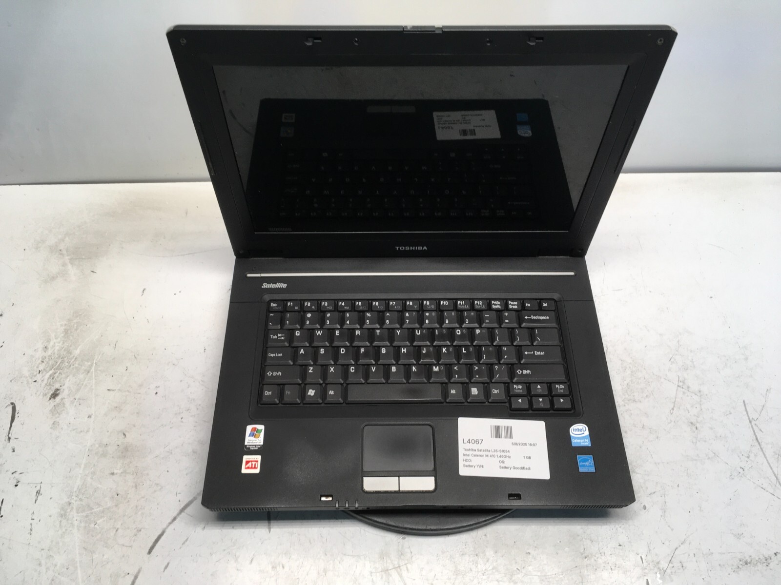 Toshiba Satellite L35-S1054 Intel Celeron M 410 1.46GHz 1 GB NO HDD No Batt