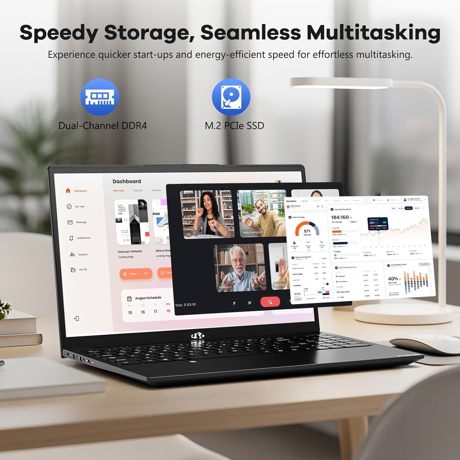 NIMO 15.6″ FHD-IPS-Laptop, Intel i5-12450H 8 Cores 8GB RAM 512GB SSD 100W Type-C