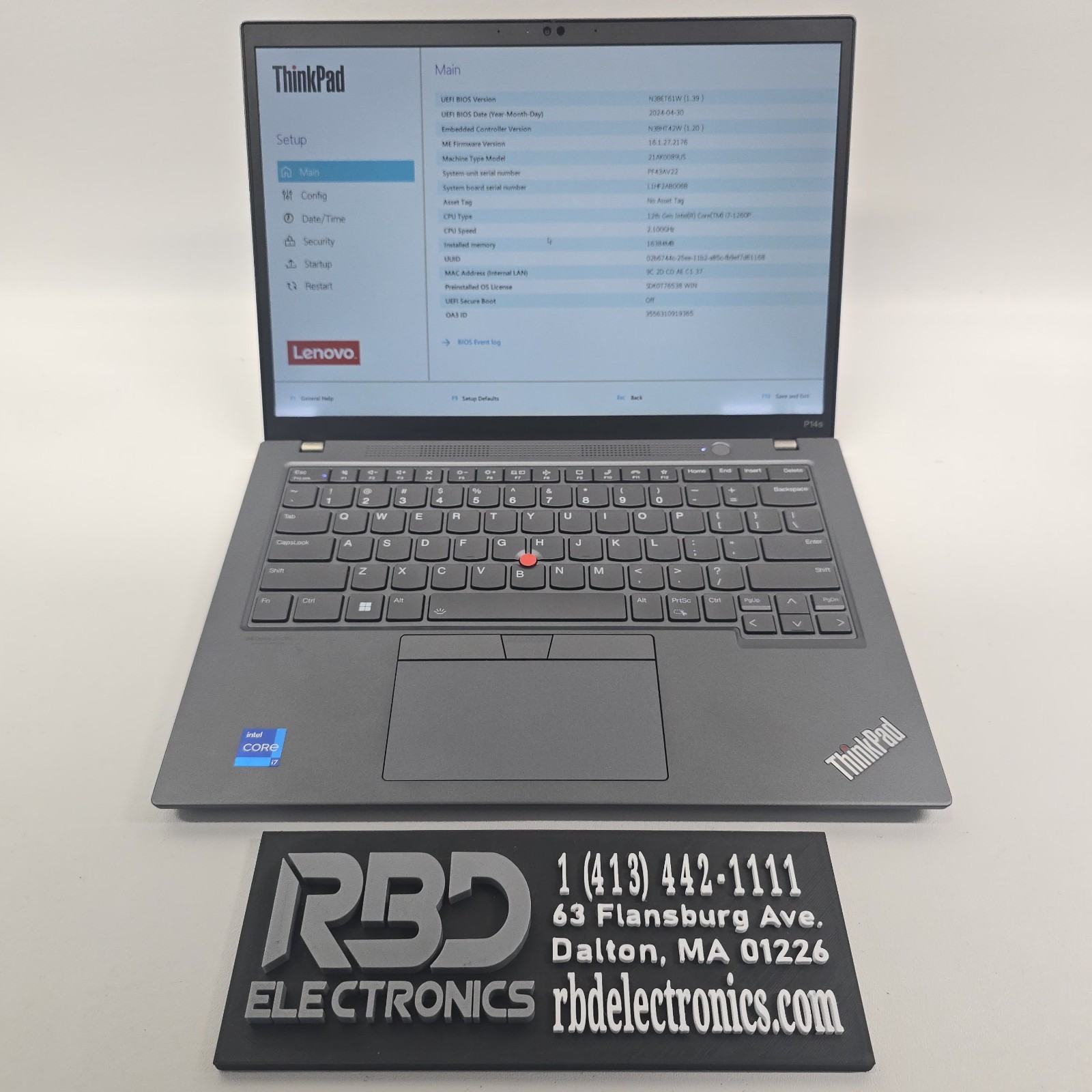 Lenovo ThinkPad P14s Gen 3 FHD+ Touch I7-1260P 16GB 512 NO OS W/AC