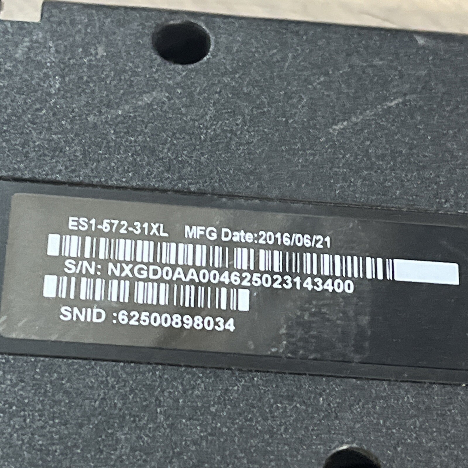 ACER ES1-572 SERIES INTEL CORE I3 NO RAM NO HD