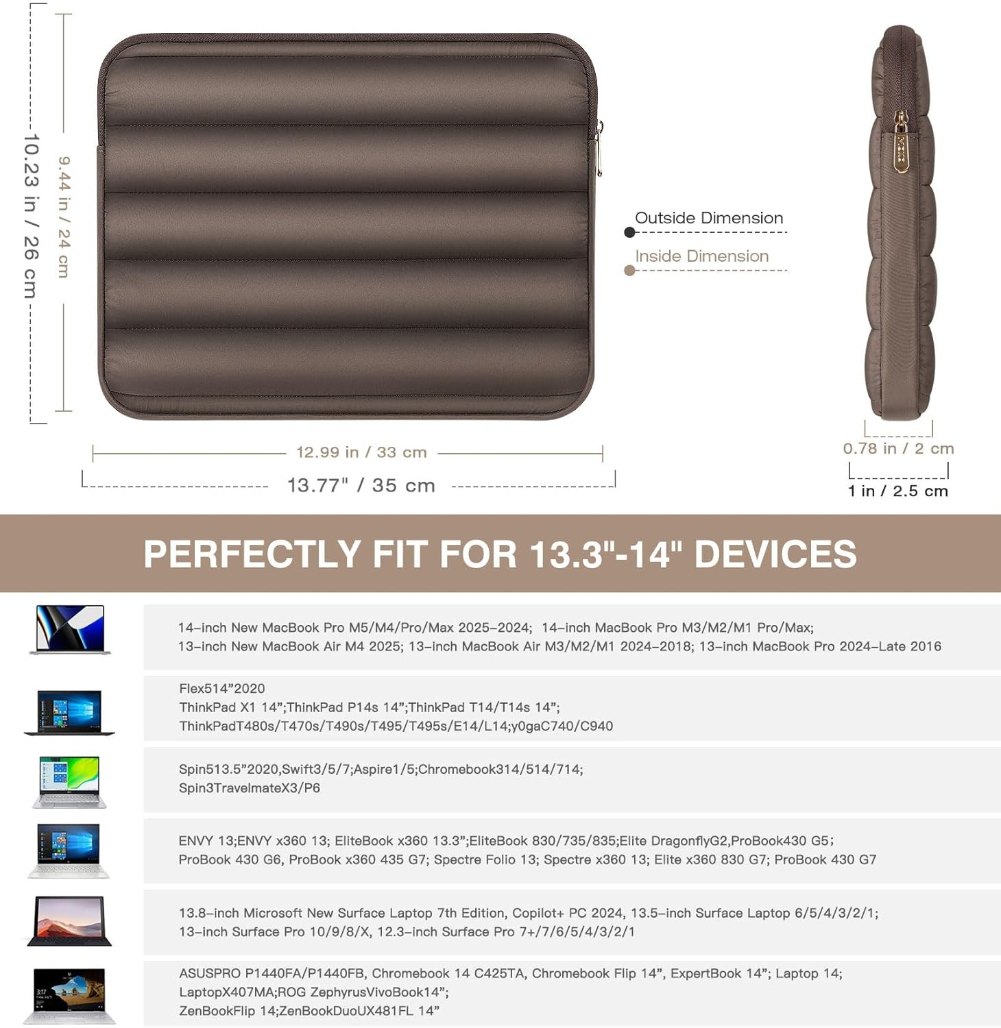 13-14 Inch Puffy Laptop Sleeve Fit with New Mac Neo A18 Pro, Mac Pro M5 14″ 2026